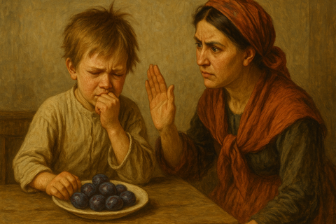 ребенок и сливы