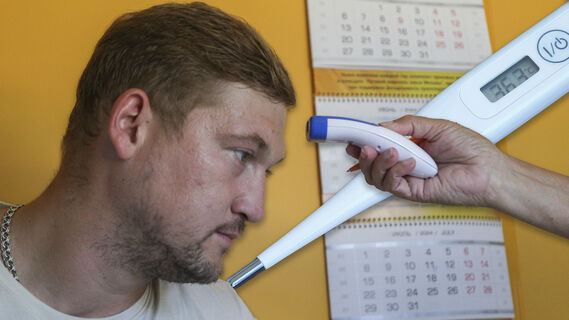 Мужчина, термометр