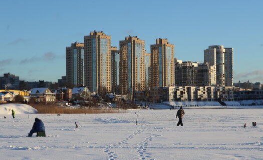 район, лед, рыбаки