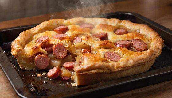 Просто нарежьте сосиски и залейте их кефиром: вкусный и простой пирог за три копейки