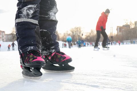 каток, коньки, лед