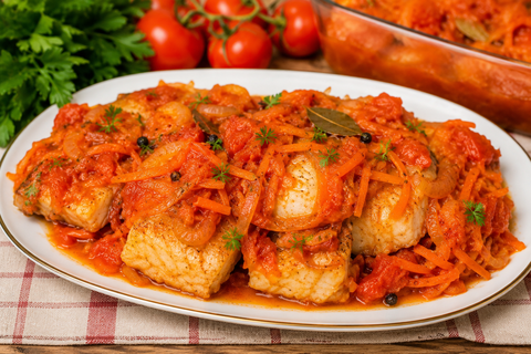 Эта рыба по-гречески сводит с ума своим вкусом — всё дело в соусе: забытый рецепт из поваренных книг
