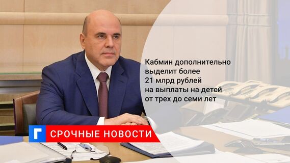 Кабмин дополнительно выделит более 21 млрд рублей на выплаты на детей от трех до семи лет