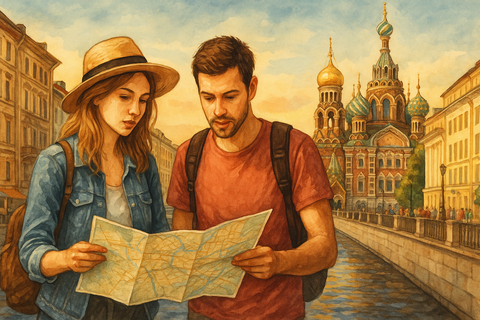 туристы в Петербурге