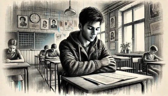Девятиклассник на экзамене