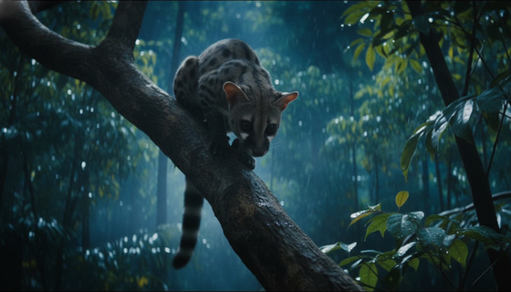 Когда хищник выходит на «охоту»: в Лензоо показали редкие кадры пятнистой генеты