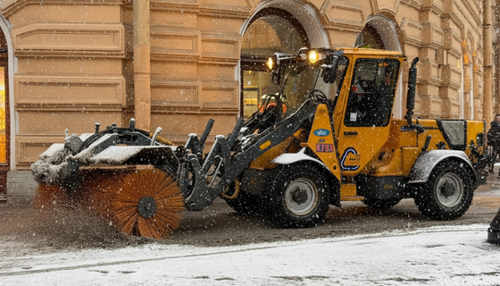 Петербург проснулся под белым занавесом: дорожники ликвидируют последствия снегопада