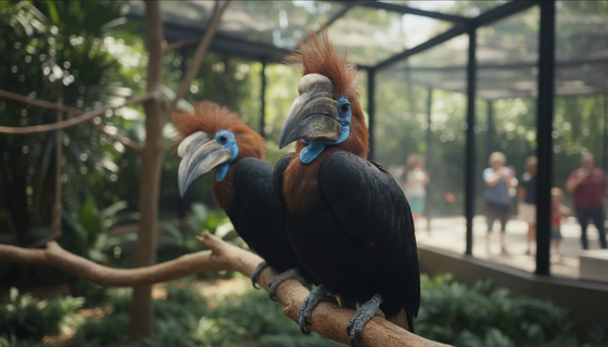 Стеснительные калао Цера и Гимна в Ленинградском зоопарке внезапно сменили робость на кокетство с посетителями