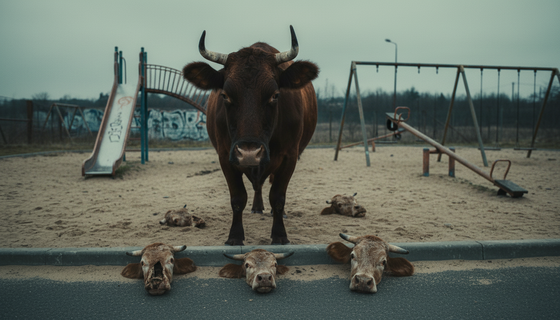 Игры отменяются: жители Петро-Славянки пожаловались на коровьи головы, разбросанные по детской площадке