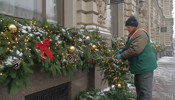 Петербург пахнет лесом: к Новому году в городе появились хвойные украшения