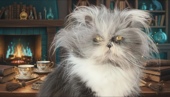 Седой кот-«домовёнок» взорвал соцсети: к концу года многие в нём узнали себя