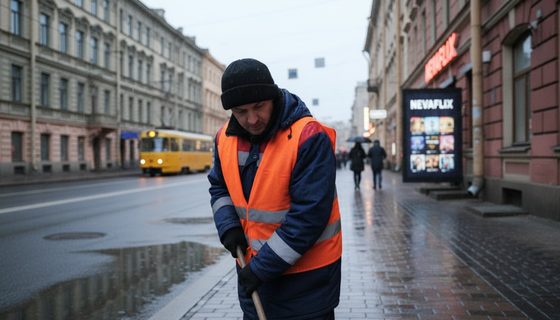 Петербургское небо капризничало, а дворники — нет: уборка города подстраивалась под погоду