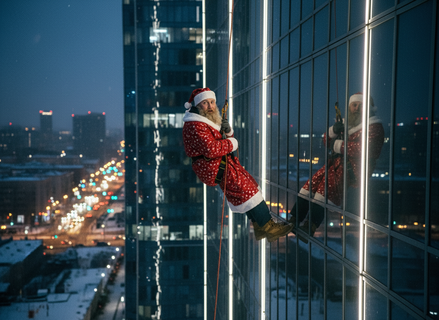Деды Морозы «прилетели» к детям: кого и как удивили на крыше клиники Алмазова