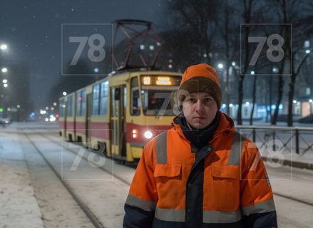 На проспекте Испытателей — трамвай‑шлагбаум: вагон встал поперёк дороги