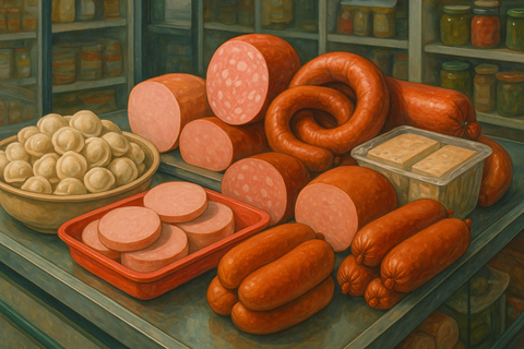 полуфабрикаты и мясные изделия