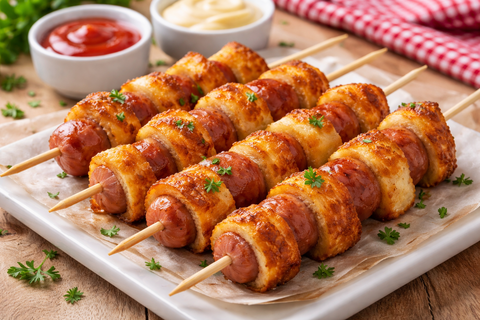 Нанизываю на шпажки сосиски и хлеб — и получаю вкуснятину: завтрак за 10 минут