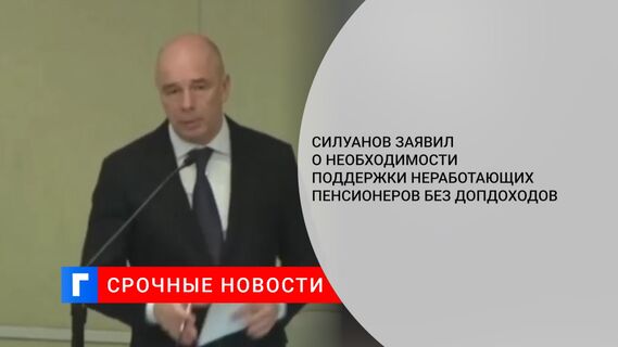 Силуанов заявил о необходимости поддержки неработающих пенсионеров без допдоходов