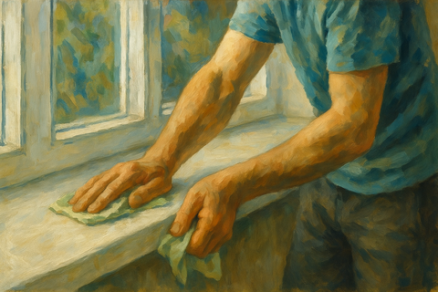 мытье подоконника