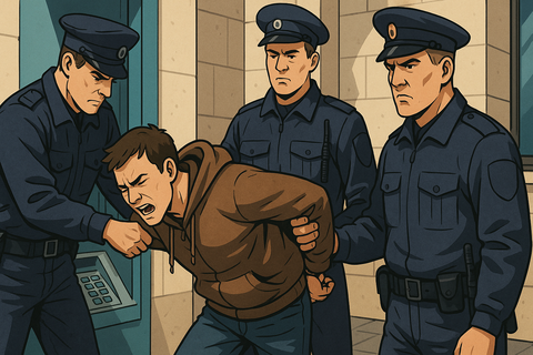 человек у банкомата