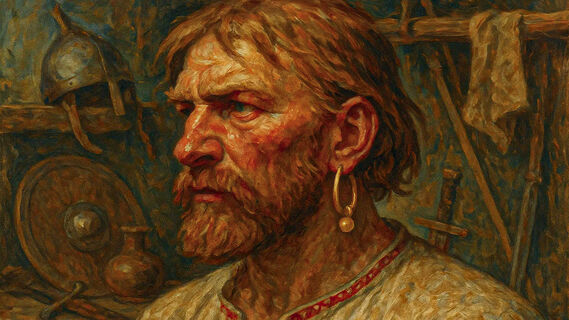 Серьга в ухе у русского воина