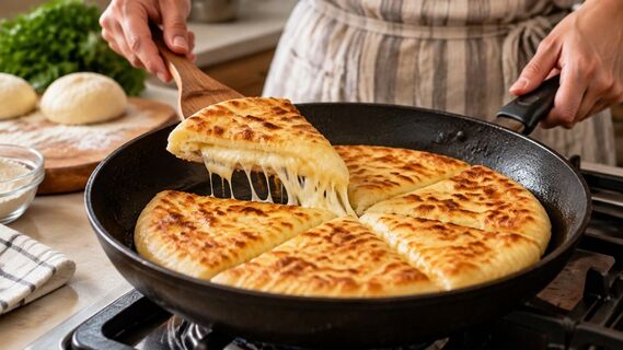 Беру сыр и яйцо – готовлю вкуснющее хачапури: простой рецепт на сковороде
