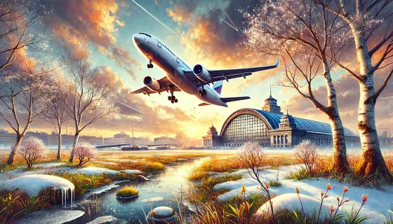 Самолет вылетает из Петербурга