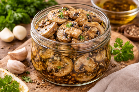 Заливаю шампиньоны маринадом и забываю на час: не варю и не жарю — проще не бывает