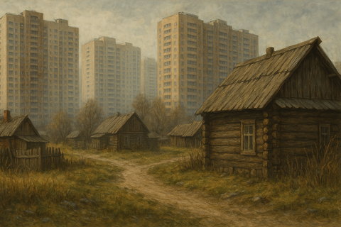 Деревня среди многоэтажек