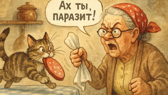 Бабушка, кот