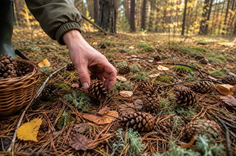 В сентябре собираю в лесу шишки: в декабре из них получается шикарный новогодний декор за копейки
