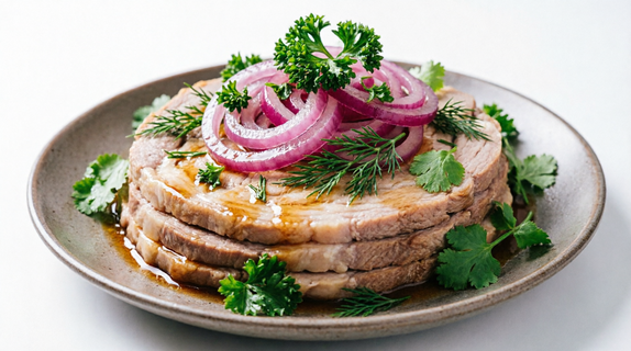 Свинина, лук и 2 пакетика чая – через сутки мясо тает во рту: от закуски не оторваться, вкуснее колбасы в 100 раз