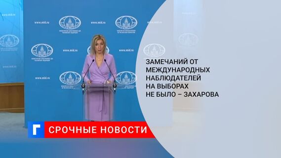 Захарова заявила, что замечаний от международных наблюдателей на выборах в РФ не поступало