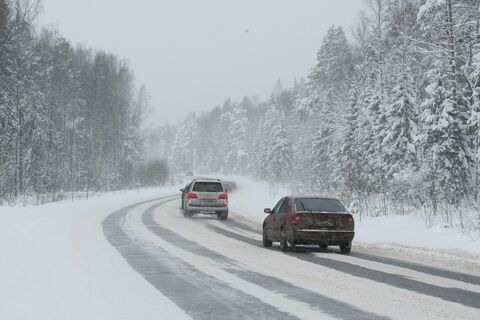 трасса, автомобили, зима