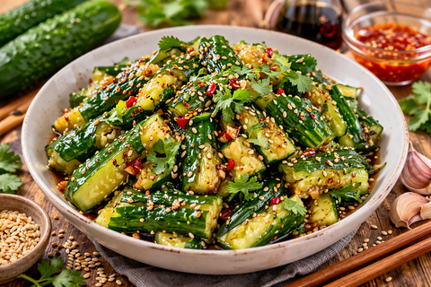 Готовлю битые огурцы всего за 10 минут: без маринования и долгого ожидания — пикантная вкуснятина