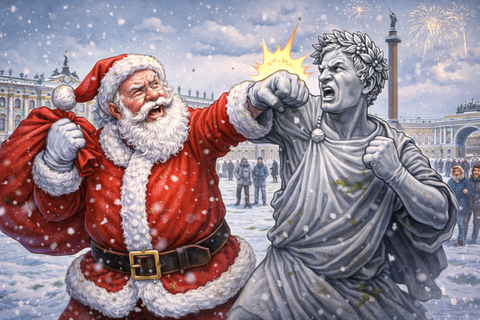 «Живая статуя» побила Деда Мороза на Дворцовой: самая безумная новогодняя драка произошла в Петербурге