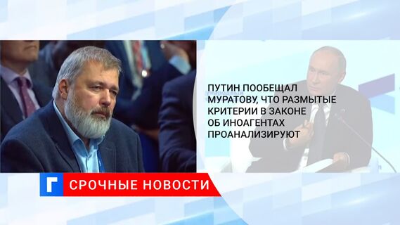 Путин пообещал Муратову, что размытые критерии в законе об иноагентах проанализируют
