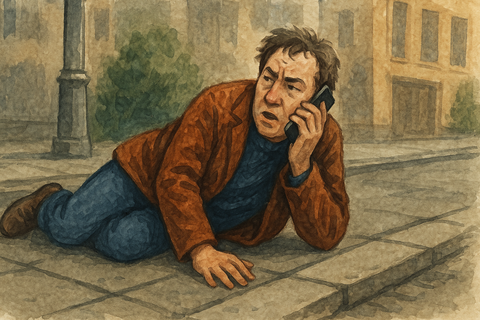 человек упал