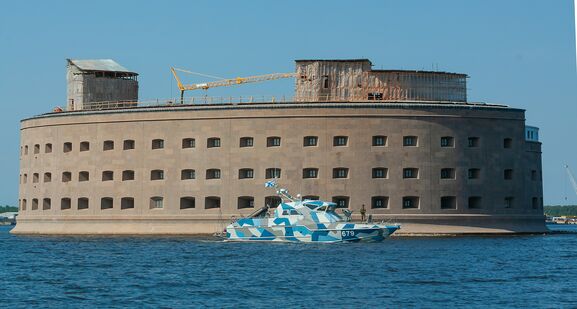 форт, вода, катер