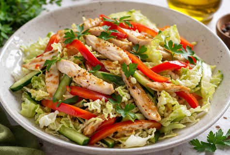Тёплый салат с пекинкой и курицей: лёгкий и свежий — все гости от него в восторге