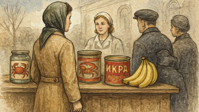 Крабы в банках, икра, бананы: что покупали советские граждане в магазинах перед Великой отечественной