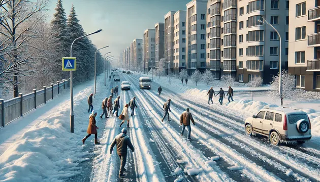 В Мурино появился новый каток, но есть нюанс: дорога к метро «Девяткино» покрылась льдом