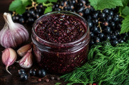 Измельчаю черную смородину с чесноком - получаю вкуснейшую аджику: идеальна для мяса, гарниров и бутербродов