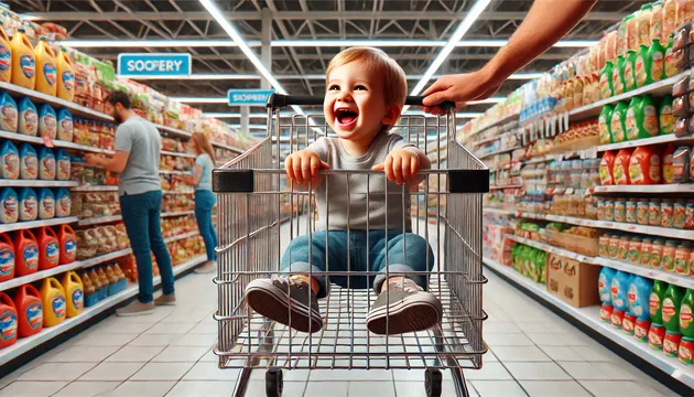 Можно ли возить ребенка в продуктовой тележке? И кто будет виноват, если он из нее выпадет