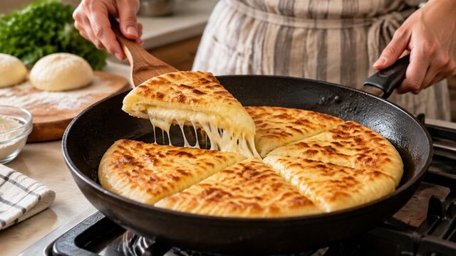 Беру сыр и яйцо – готовлю вкуснющее хачапури: простой рецепт на сковороде