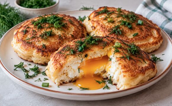 Для завтрака готовлю оладьи-яичницу: сытно, быстро и очень вкусно - можно накормить всю семью
