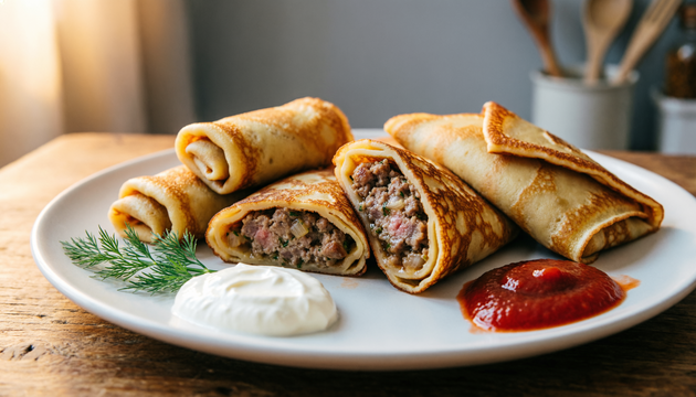 Готовлю идеальные блинчики с мясом: тонкие, сочные и ароматные