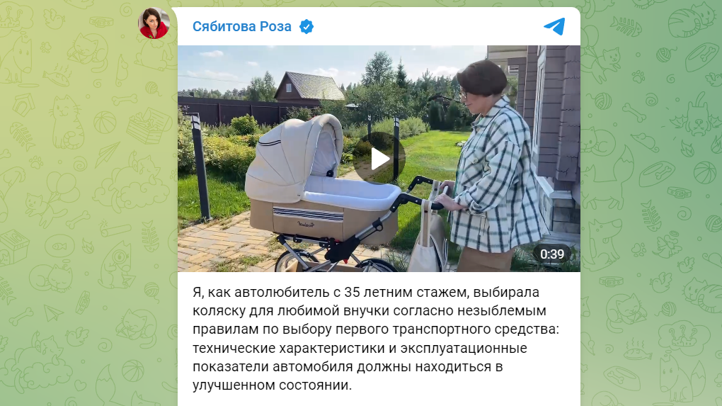 «Автолюбитель с 35-летним стажем»: Сябитова сама выбирала коляску - image 1